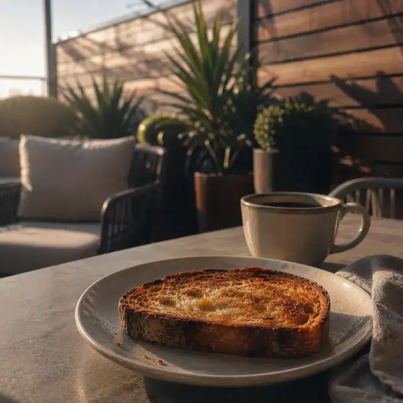 coffee and toast on the terrace